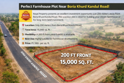 Boria Khurd Kandul Road Raipur-15,000 Sq. Ft.Plot Area Price: ₹1,100/- per sq. ft. 200-ft front piece is also available.